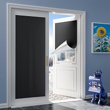 G-WACK Portable Blackout Curtains Door Shades, No-drill Blackout Blinds for Indoor Windows with Upgraded Hook&Loop,Thermal Insulated Black out Window Cover for Home,Nursery,Travel,RV 22" x 72",Black
