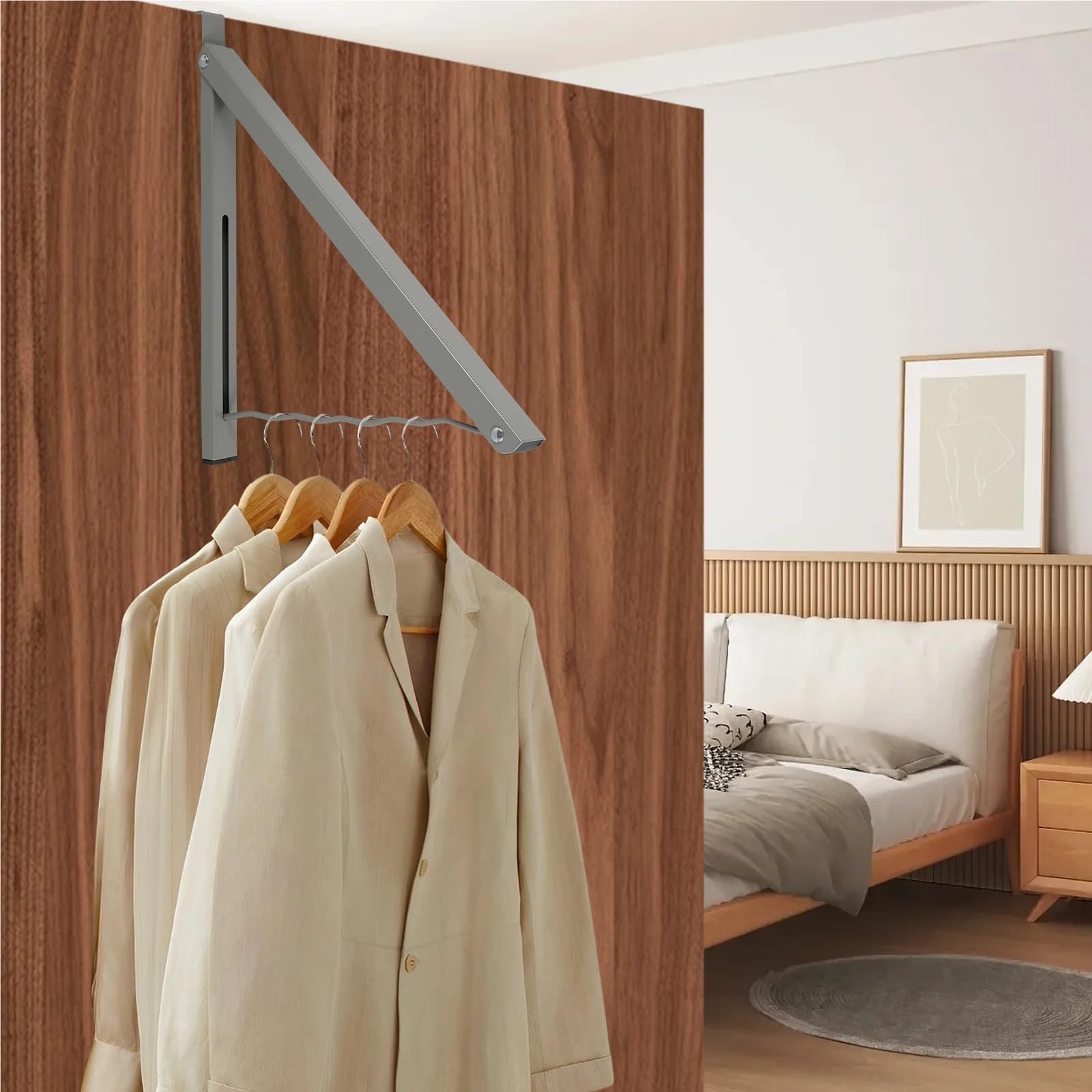 Gancho para puerta Ganchos for colgar sobre la puerta, colgador de acero inoxidable sin perforaciones, organizador for dormitorio, abrigo, sombrero, plegable, 2 uds(White)