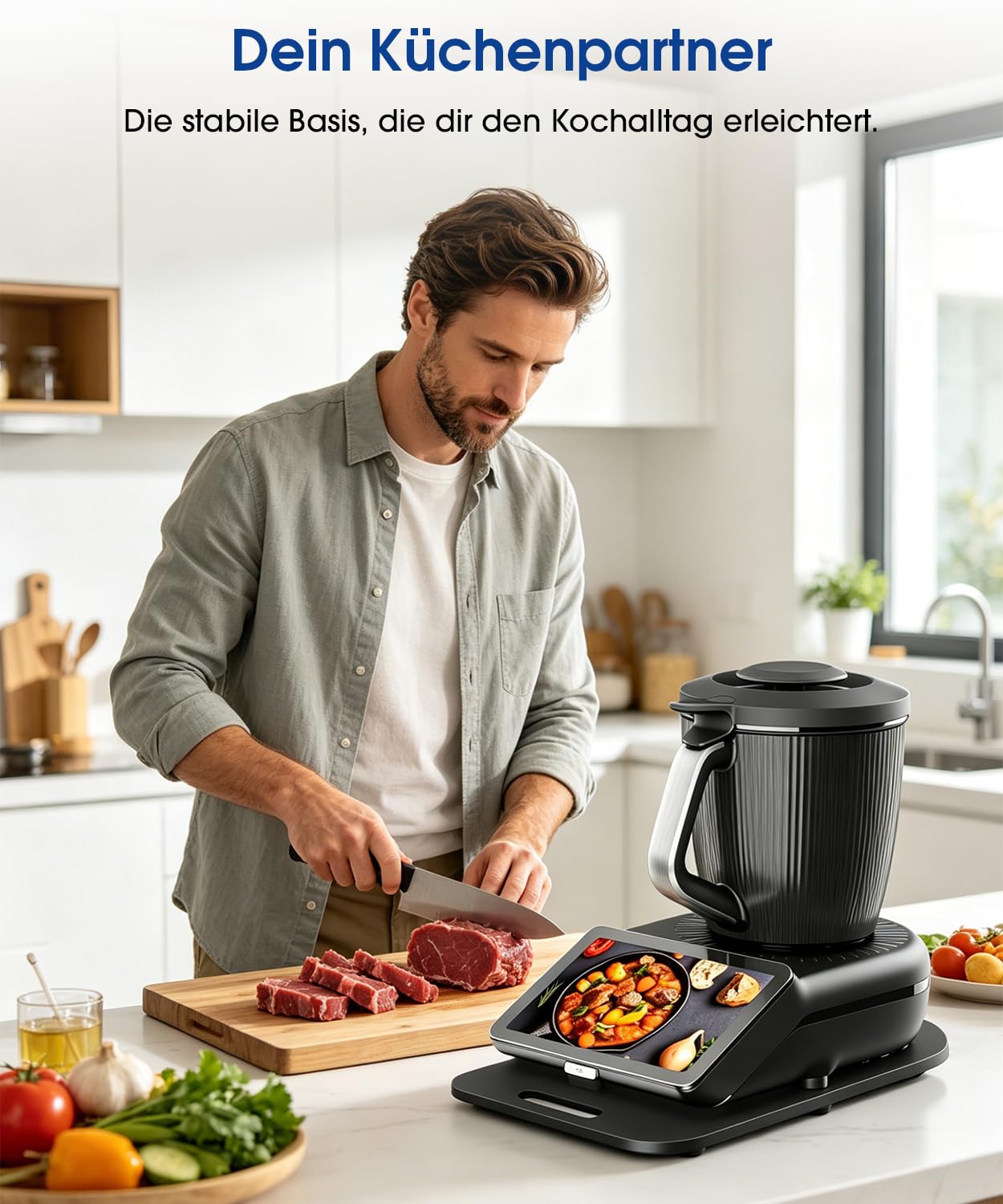 BOYUNSHI Planche coulissante pour Thermomix TM7 avec protection d'écran en silicone, 3ème génération, plaque acrylique avec roulettes métalliques à 360°, antidérapante, stable, facile à nettoyer