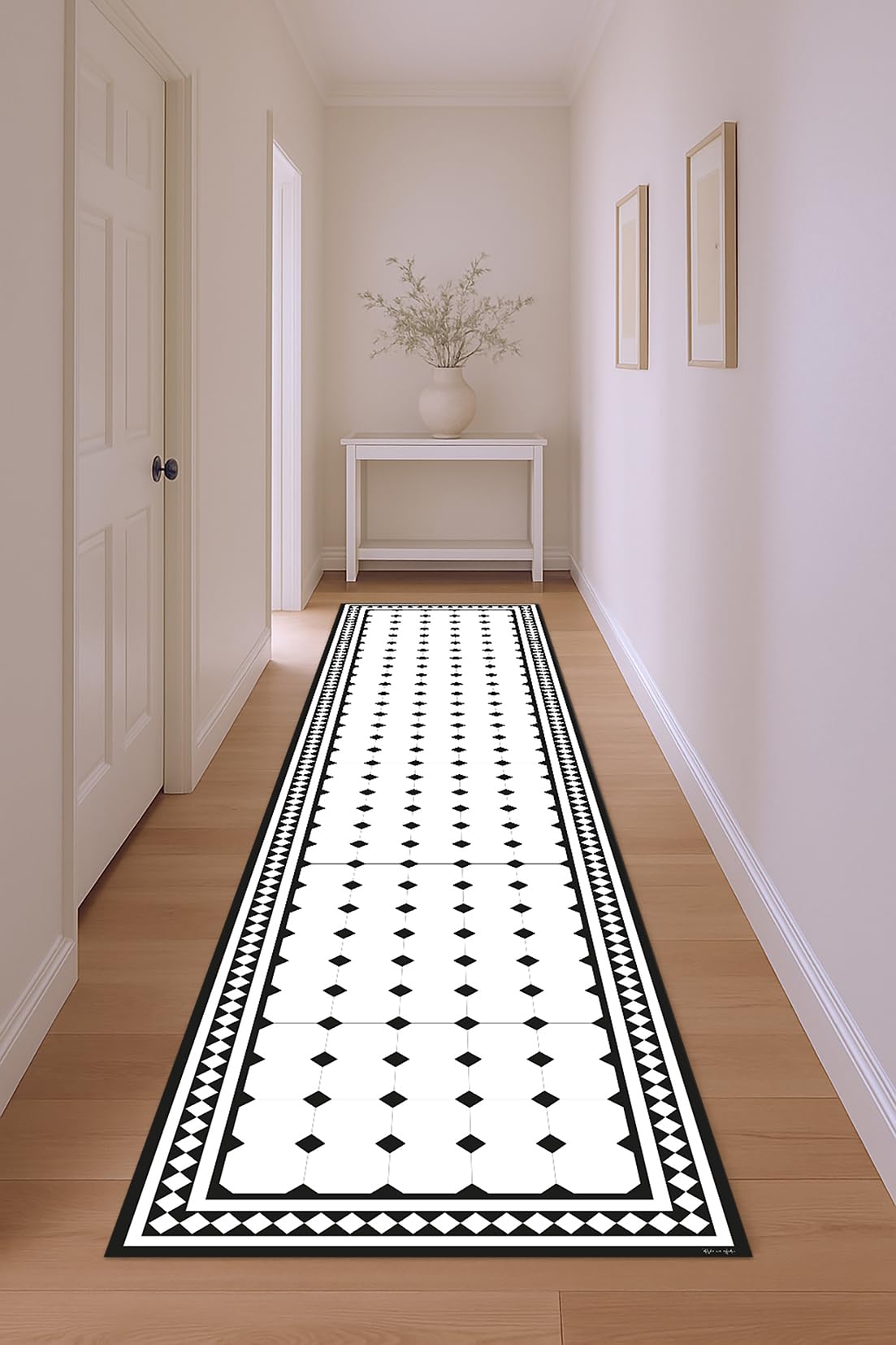 DobleUve Estudio Alfombra Vinílica Victorian | Blanco | 65x240 | Alfombra Cocina Lavable Antideslizante | Alfombra Vinilo Salón | Suelo de Vinilo