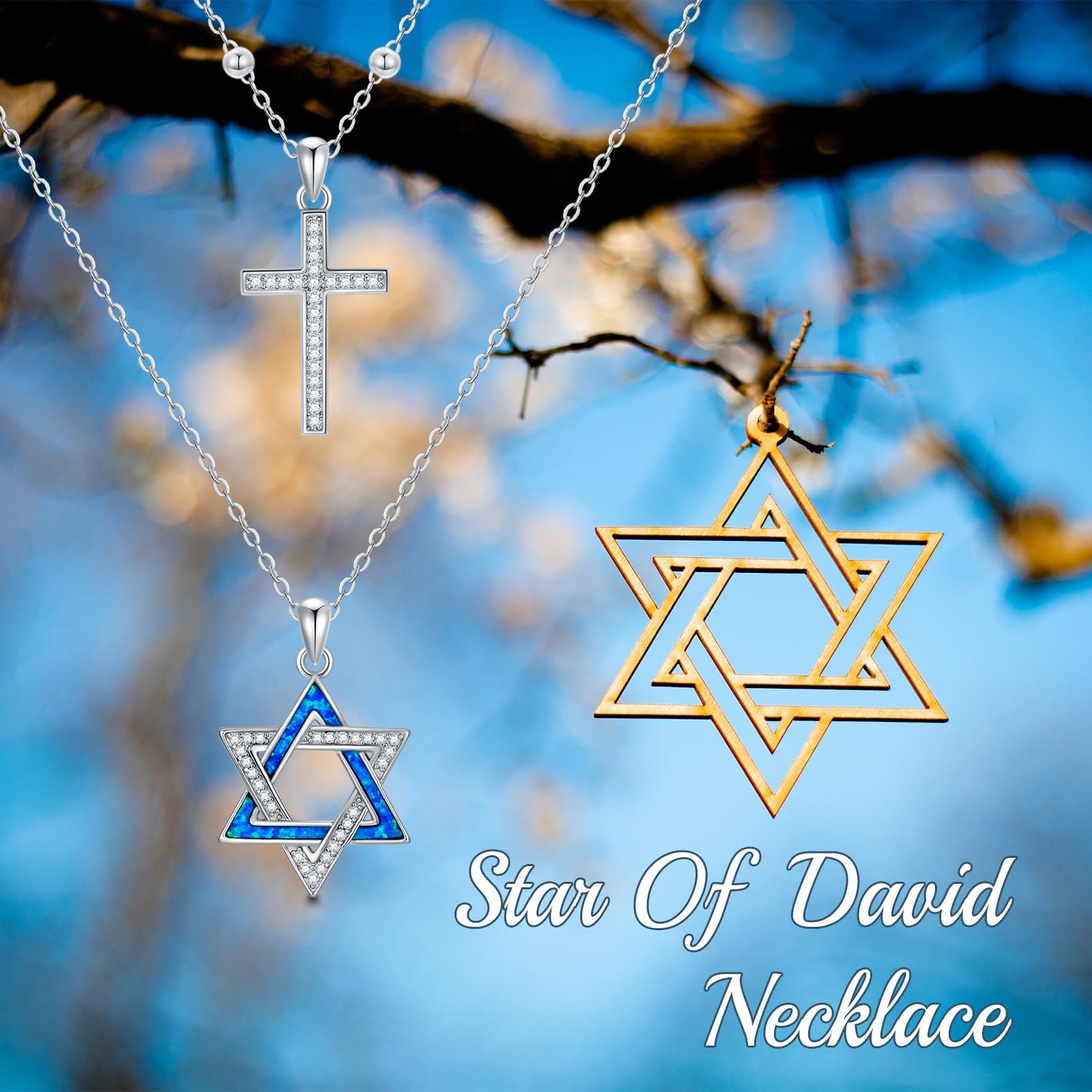 Collana a forma di stella di David, in argento sterling 925, con opale a forma di stella di David, con ciondolo a forma di stella ebraica, idea regalo per donne