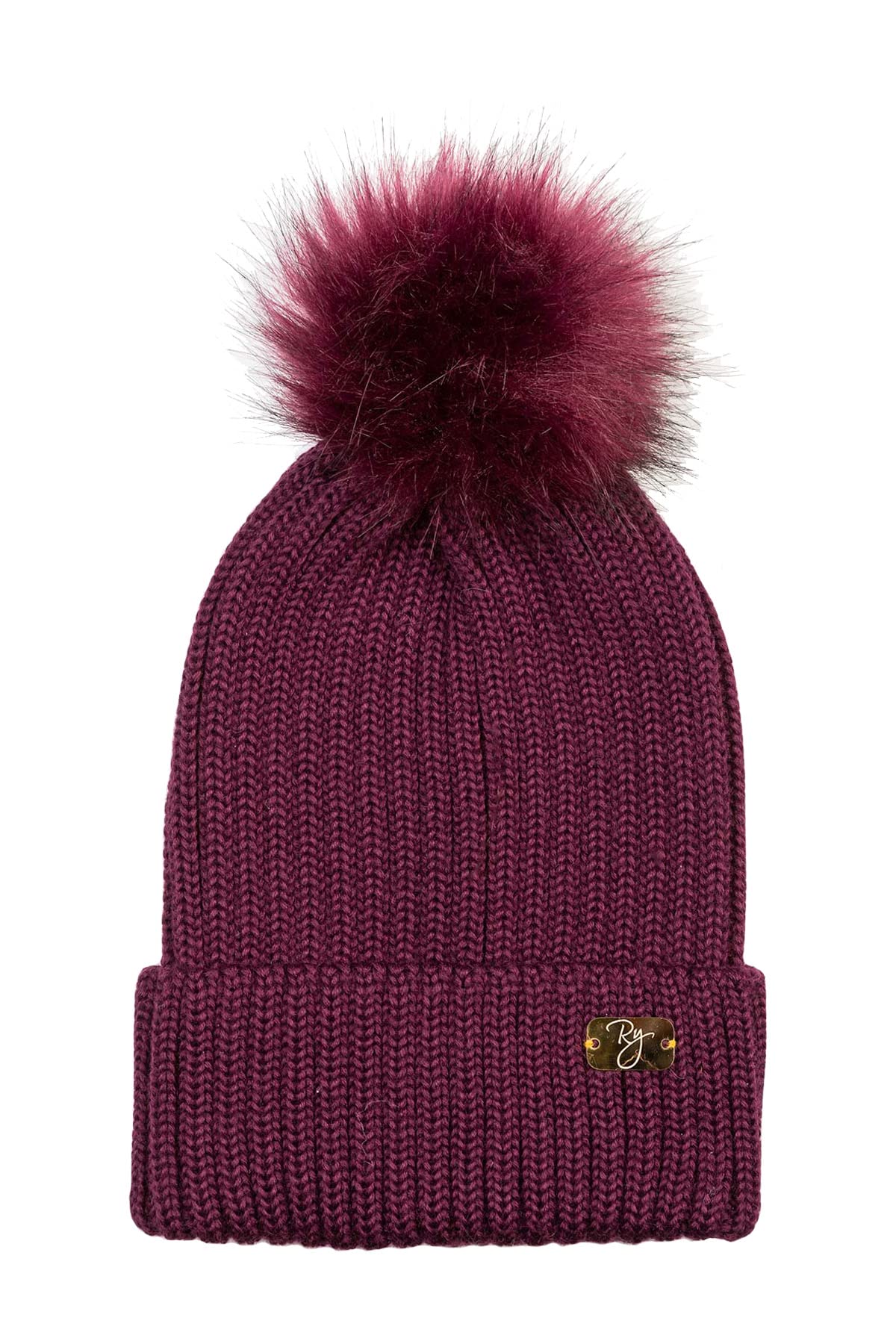Rydale Ladies Pom Pom Hat Women's Bobble Hat Winter Beanie 12 Colours (Berry)