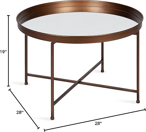 Miniatura 31 de Kate and Laurel Celia - Mesa de centro redonda con espejo Blanco/Dorado,Negro/Oro,Bronce,Oro,Gris/dorado,Azul marino/dorado,plateado,Turquesa/Dorado