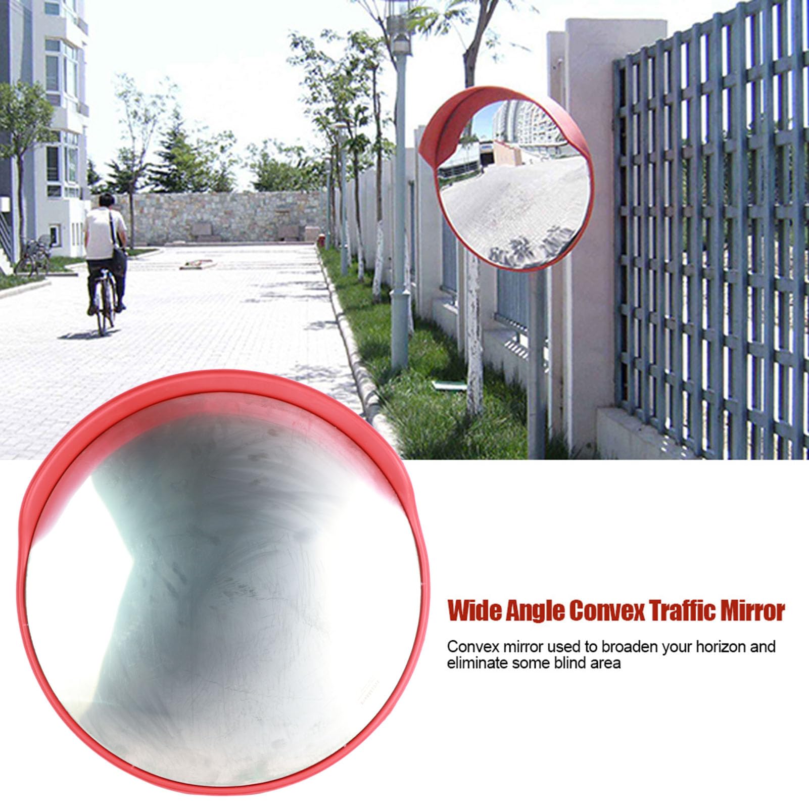 Specchio Stradale Convesso Grandangolare da 60 Cm di Diametro per Vialetti, Magazzini, Ospedali, Fabbriche con Staffa di Montaggio e Vite, Accessori Inclusi
