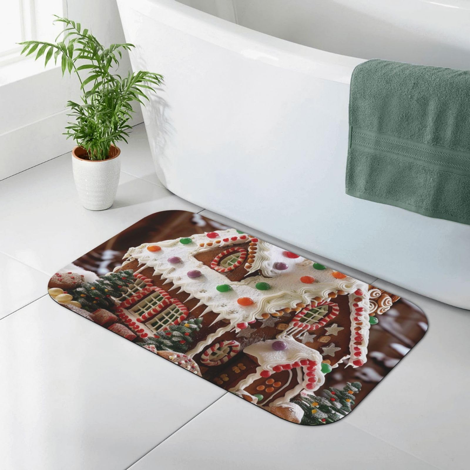 Tapis de bain antidérapant en diatomée contre les sols humides de Noël