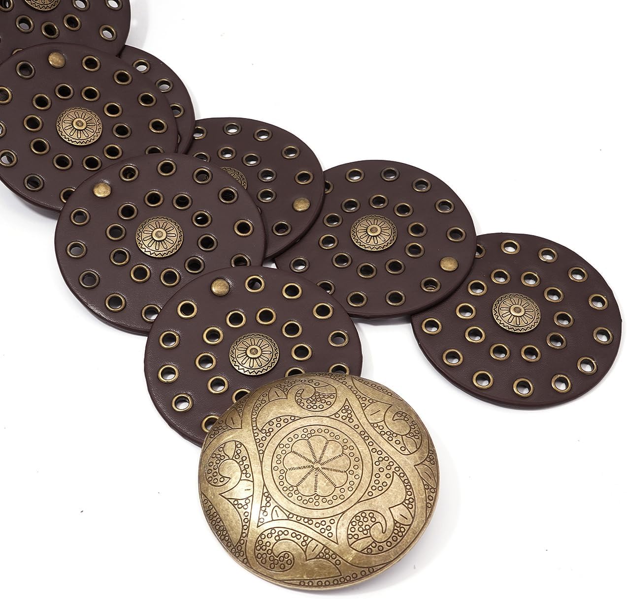 Wide Disc Belt for Women Boho Disk Concho Leather Belts Western Waist Belts for Dress - Image 5