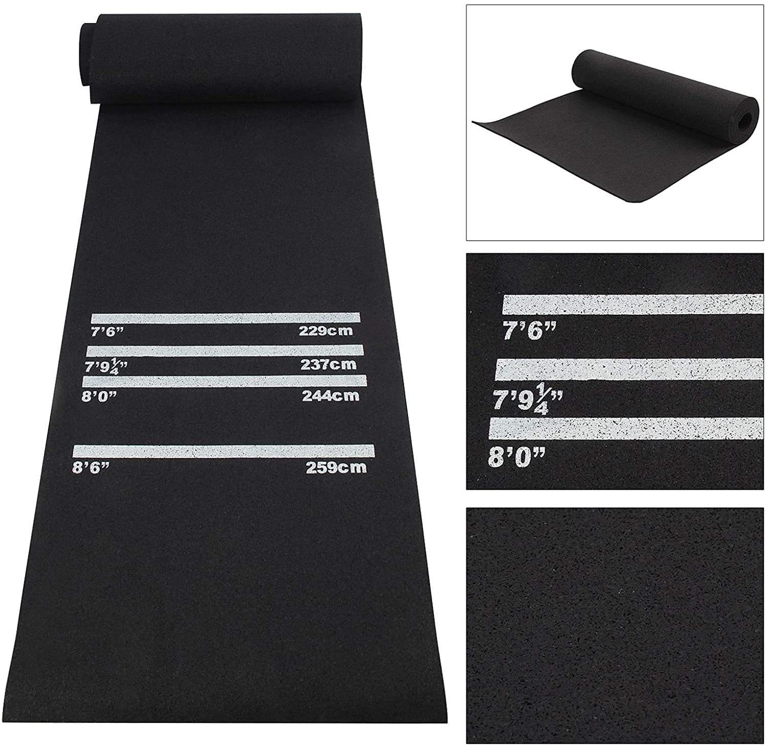 QCHIAN Professioneller Dart-Teppich Aus Gummi, Rutschfeste Dart-Bodenmatte Mit Wurflinien, 5 Mm Dicker Bodenschutz For Übungsspiele, 116 X 27,5 Zoll