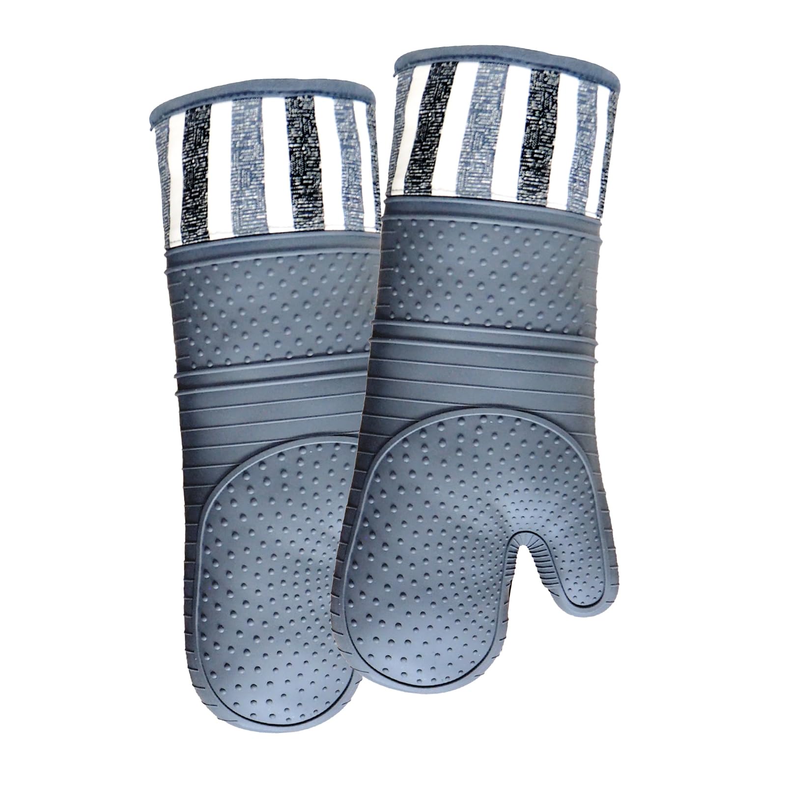 RED LMLDETA Heat Resistant 550 Degree Oven mitt, Silicone Oven Hot Mitts - 1 Pair, Extra Long Professional Baking Oven Gloves - Food Safe,Pot Holders Cooking,Grilling,Kitchen (Grey Mittens)