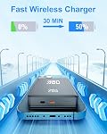 BBD 12000mAh Magsafe Power Bank for iPhone,Wireless Power Bank With 20w Fast Charger,Magsafe Battery Pack With Cable USB C In&Out,Slim Magnetic Portable Charger For Iphone 17/16/15/14/13 Series 1 Pack