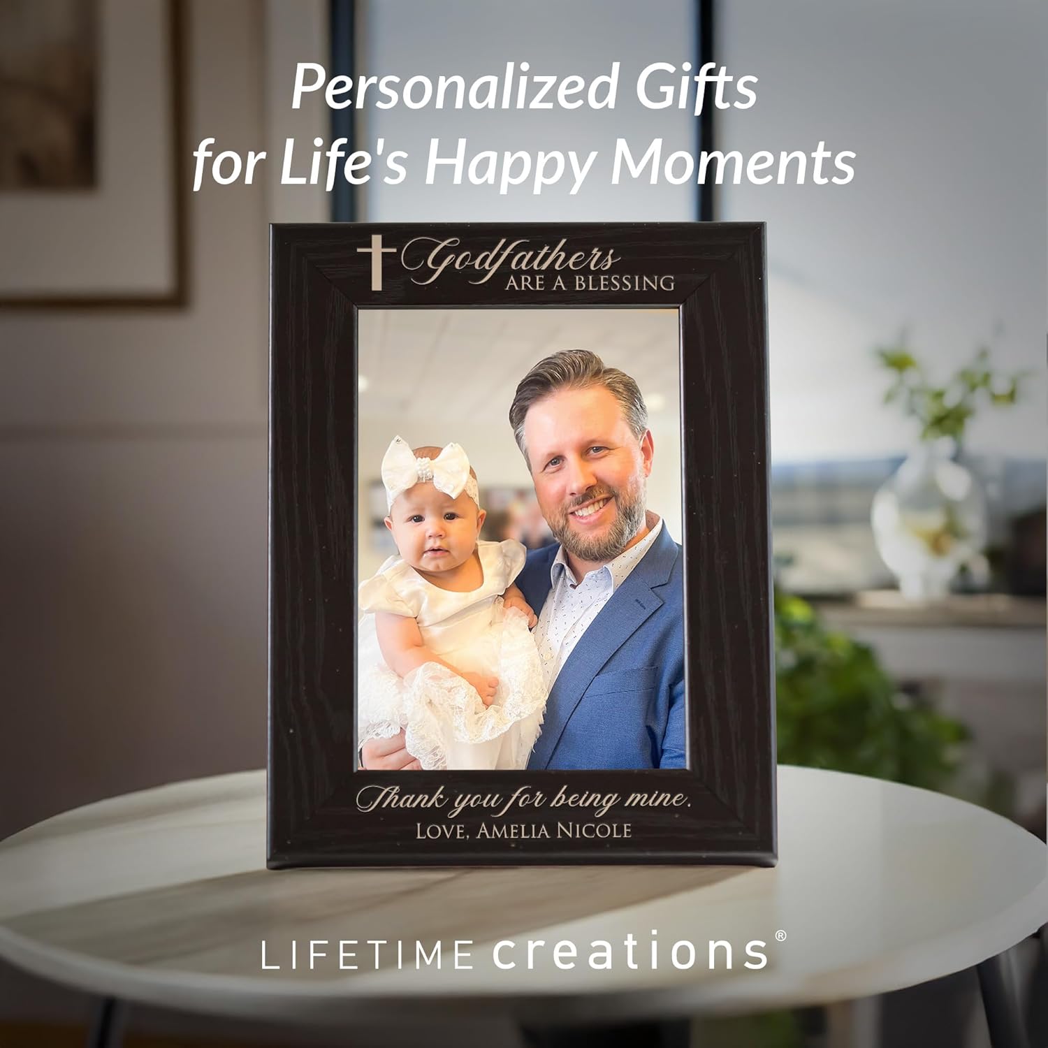 Lifetime Creations Engraved Personalized Godfather Picture Frame (5" x 7" Portrait) (Black): Personalized Godfathers Gift, Gift for Godfather, Made in USA