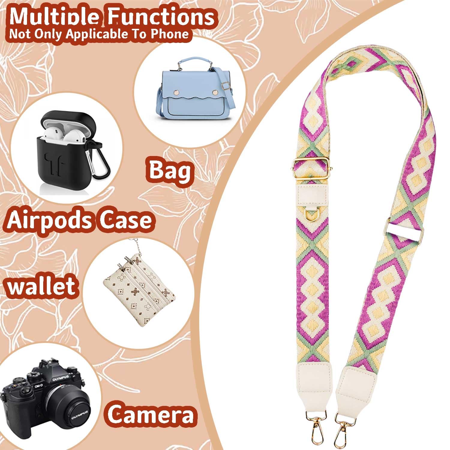 Clip and Go - Tracolla per telefono con portafoglio e cordini per cellulare, da donna
