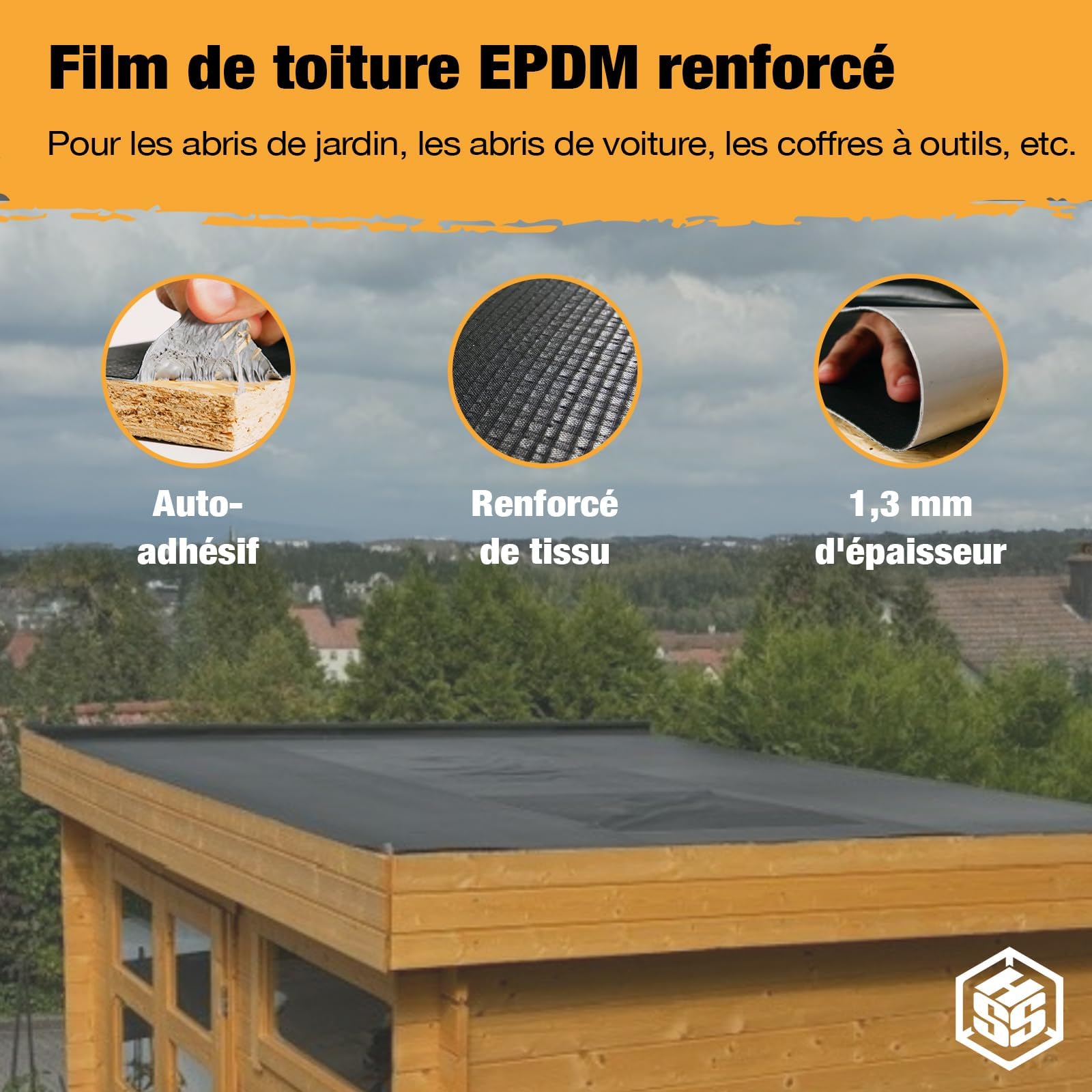 Membrane EPDM Autocollante pour Toiture EasyStick – Ultra Résistante & Étanche – Idéale pour abri de jardin, carport et toit plat – Facile à Poser, Longue Durée de Vie (2,5m²)