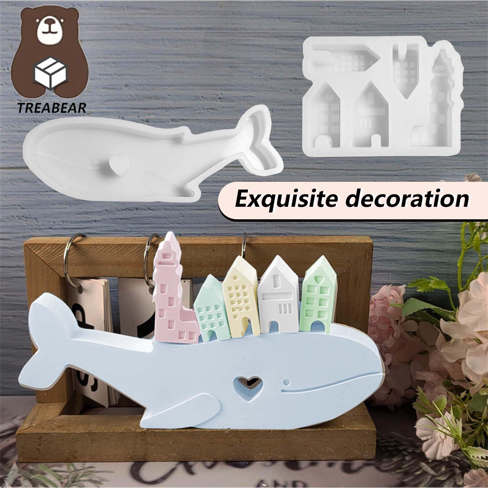 TREABEAR 5 stampi in silicone per case, balene, cuore, pesce, estate, stampini