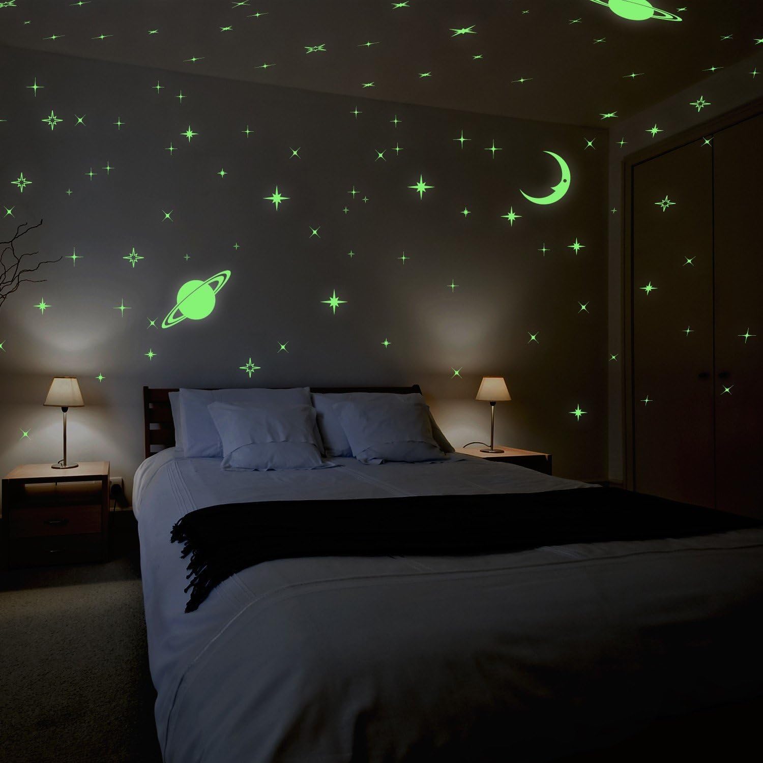 Jaamso Royals Y0036 Galaxy of Stars Radium Glow in The Dark Wall Sticker (Night Light Wall Stickers)