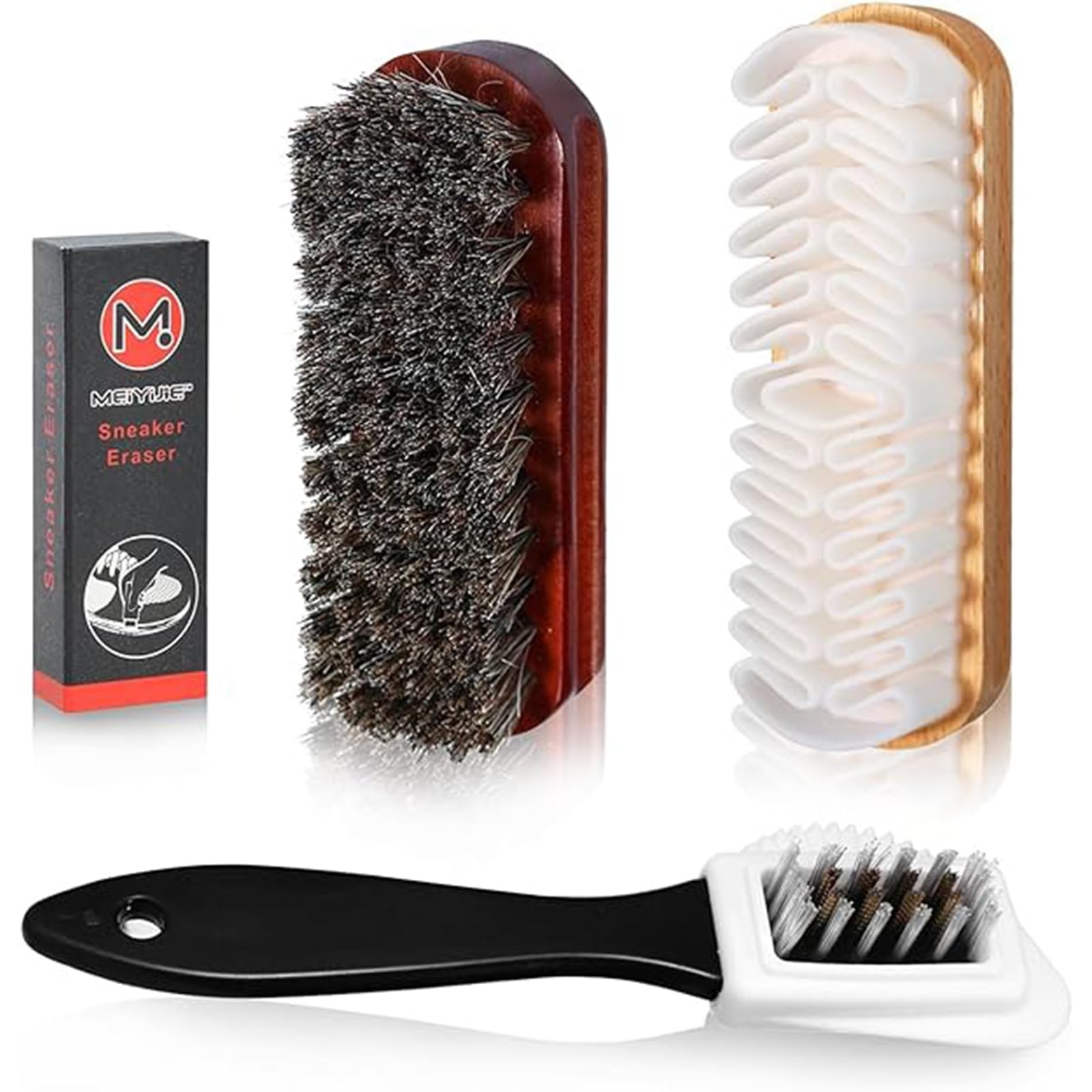 Hiuyavy Black Suede Brush And Nubuck Cleaner Kit, 4 Pcs Multifunctional Cleaning Brushes For Shoes, Boots And Leather