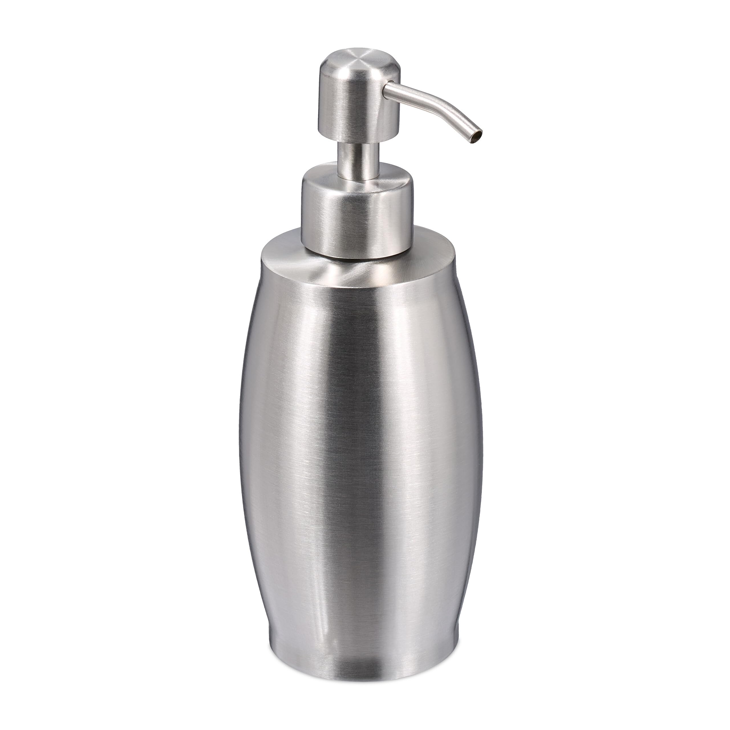 Relaxdays Soap Dispenser, 350 ml, Stainless Steel, Refillable, Detergent & Shower Gel, Bathroom & Kitchen, Pump, Silver