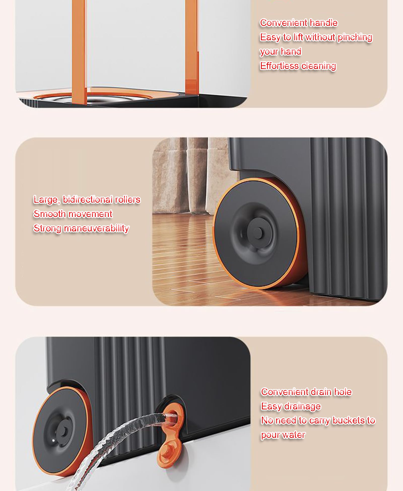 Mop y Cubo con escrutinio con escrutinio de Cesta de Arranque Desmontable 5 Cabezales de trapeador de microfibras de reemplazo para Madera Dura, Madera, Laminado, baldosas,