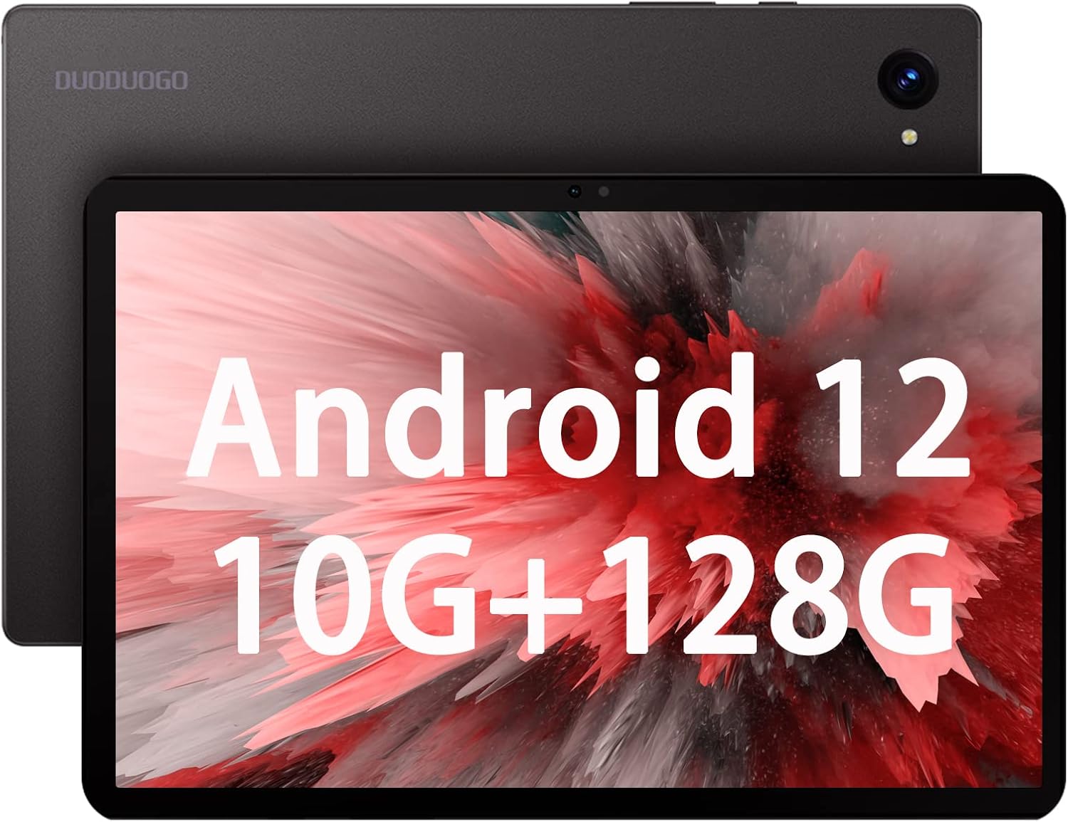 DUODUOGO Tablet Android 12 Tablet 10.1 Pollici, 10GB+128GB(TF 1TB), Tablet 2.0GHz Quad-Core, 5G WIFI Tablet PC, 8MP+5MP Fotocamera, 6850mAh Batteria, GPS Bluetooth 5.0 (Grigio)