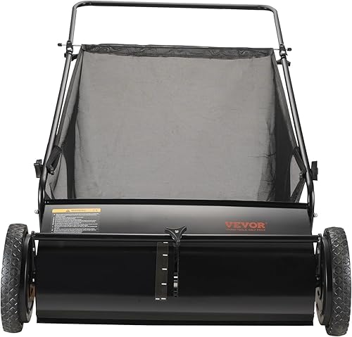 Miniatura 9 de VEVOR Barredora de césped de empuje, colector de hojas y césped de 26 pulgadas, ruedas de goma fuertes y acero grueso resistente, duradero para usar