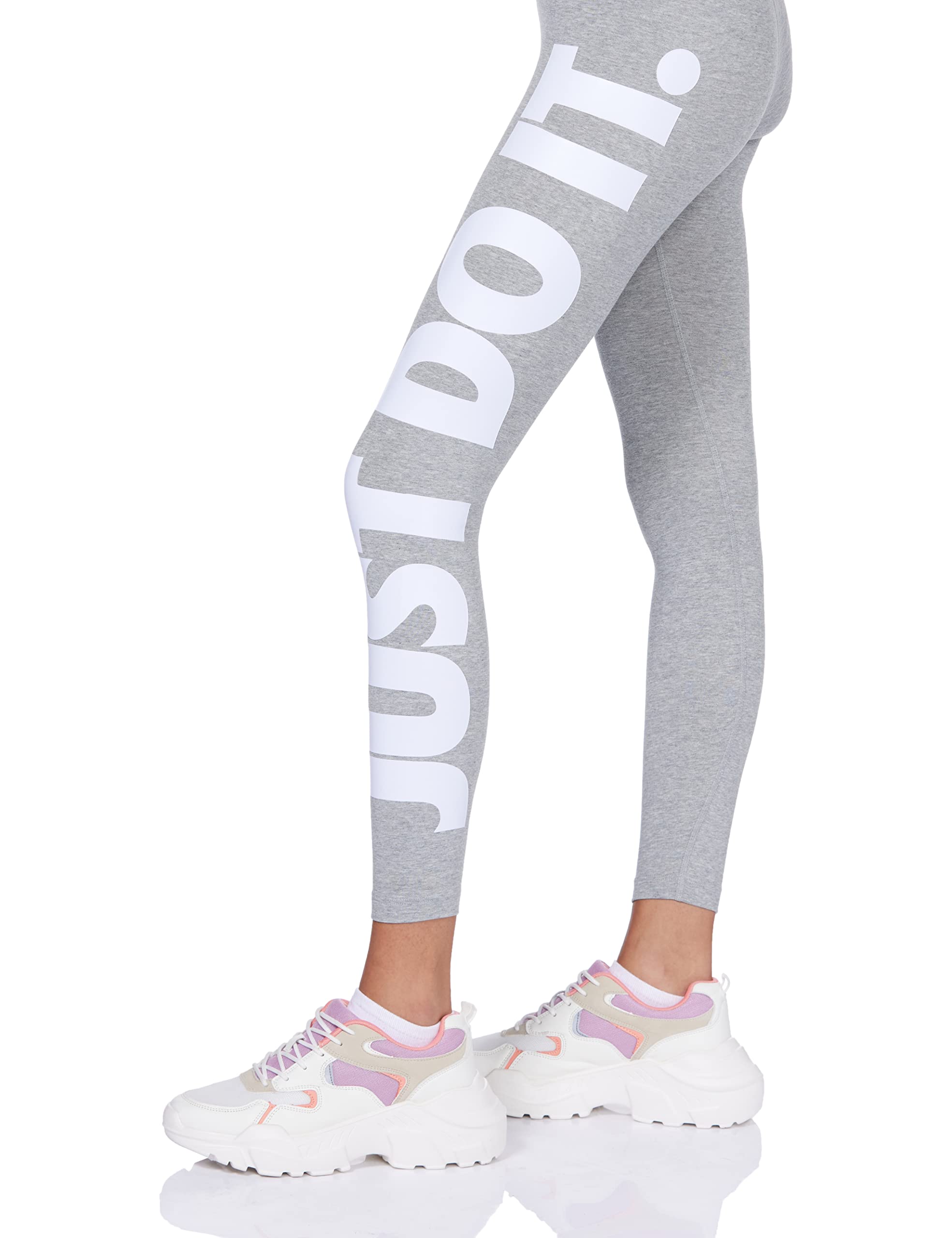 Nike W NSW ESSNTL GX HR LGGNG JDI Leggings, Women's, DK Grey Heather/White, M