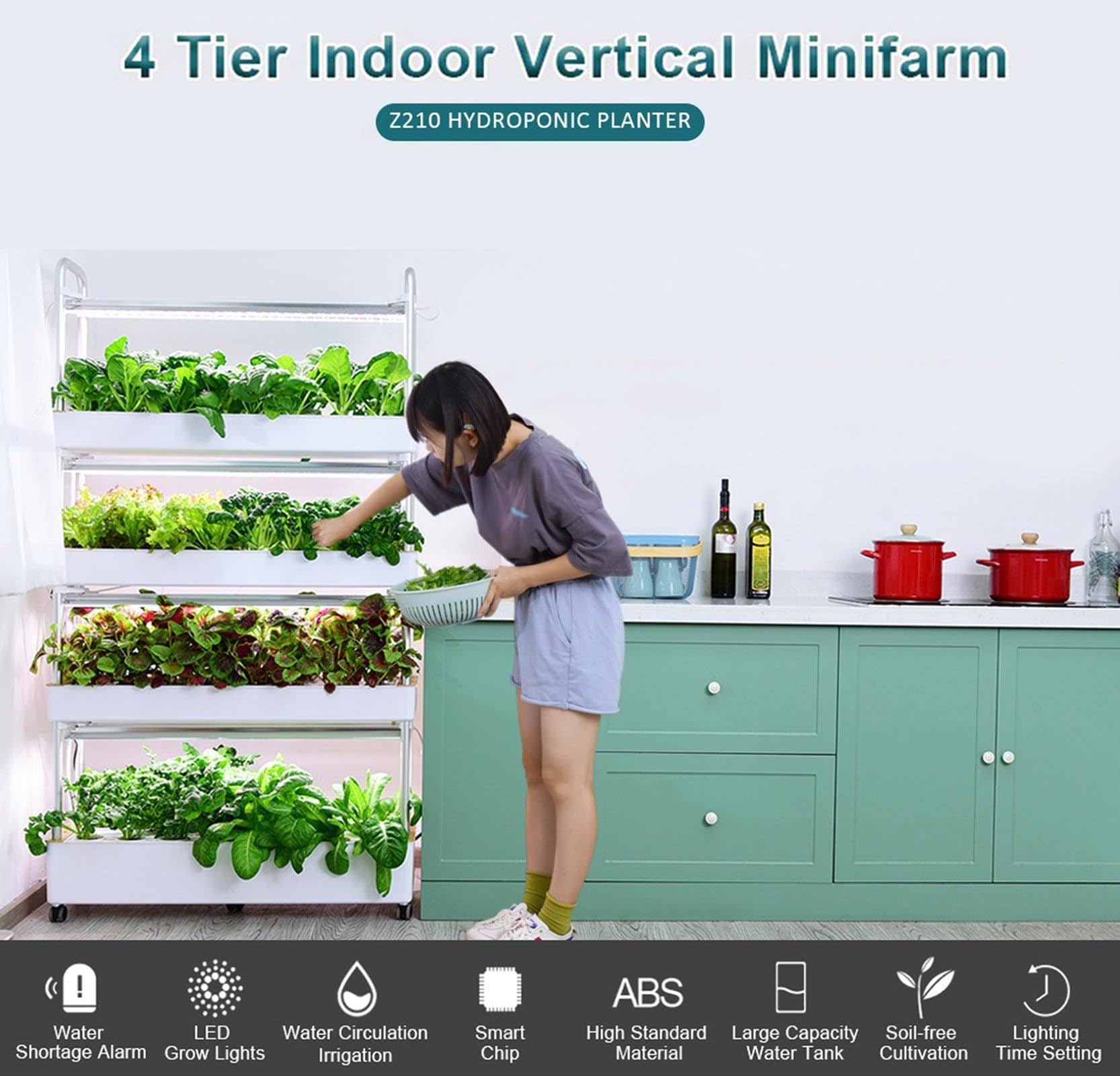 Sist-ema de cultivo hidropónico para jardín de 48/64 orificios, torre hidropónica con luz LED para cultivo, espacios para plantar, kit de cultivo aeropónico de vegetales de PVC,64holes