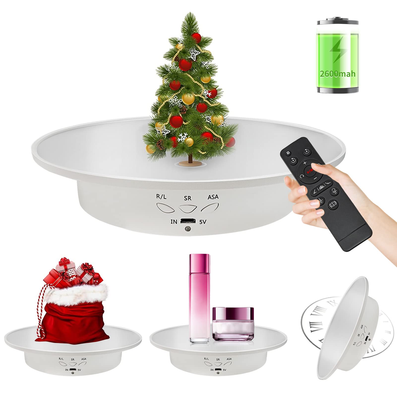 Espositore rotante motorizzato, espositore girevole a 360 gradi rivestito con specchio, per prodotti fotografici e spettacoli, carico massimo 8,2 kg/20 cm, alimentazione batteria/USB
