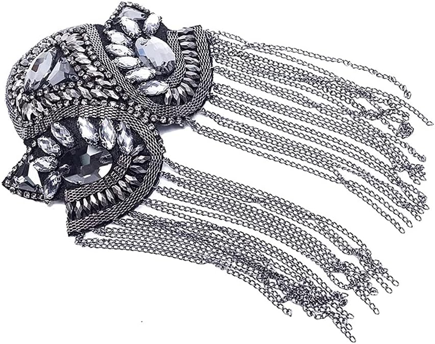 Handmade Tassel Chain Shoulder Badges Beads Patches Epaulet Epaulette Vintage Clothing Decor Sewing Accessories