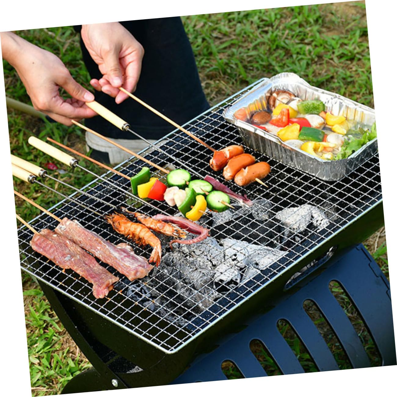 Parrilla de Acero Inoxidable para Barbacoa Cuadrada 2 Piezas