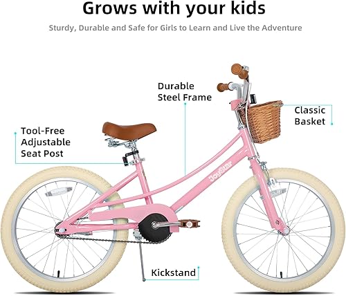 Miniatura 82 de JOYSTAR Bicicleta para niñas de 2 a 12 años, 12, 14, 16, 18 pulgadas, estilo retro, con ruedas de entrenamiento, bicicleta para niños de 20 pulgadas