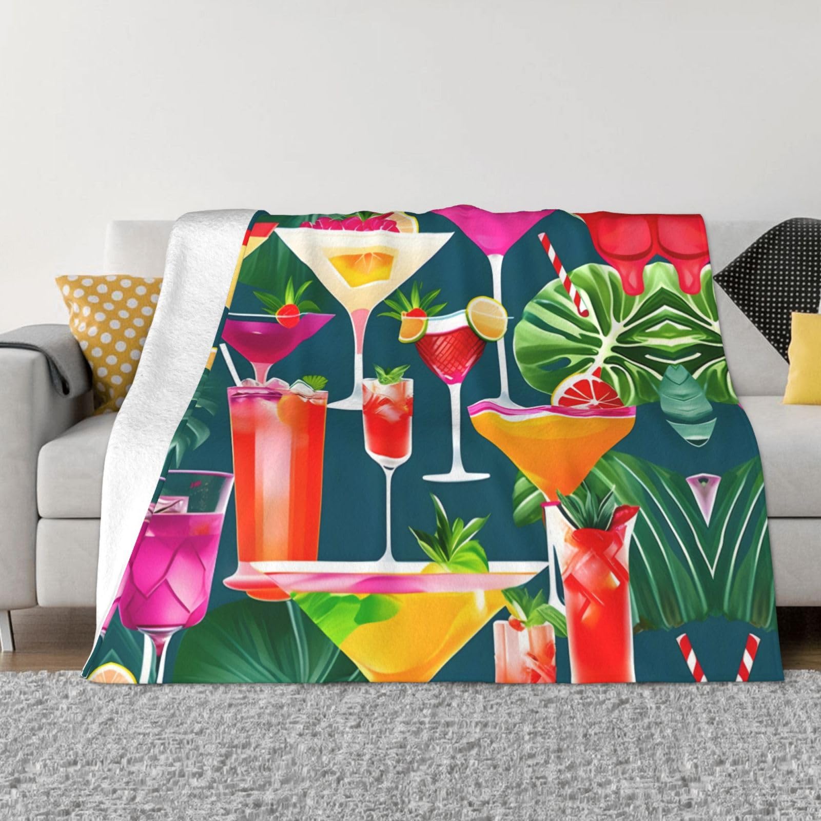 Couverture douce tropicale anti-froid pour canapé lit et voyage