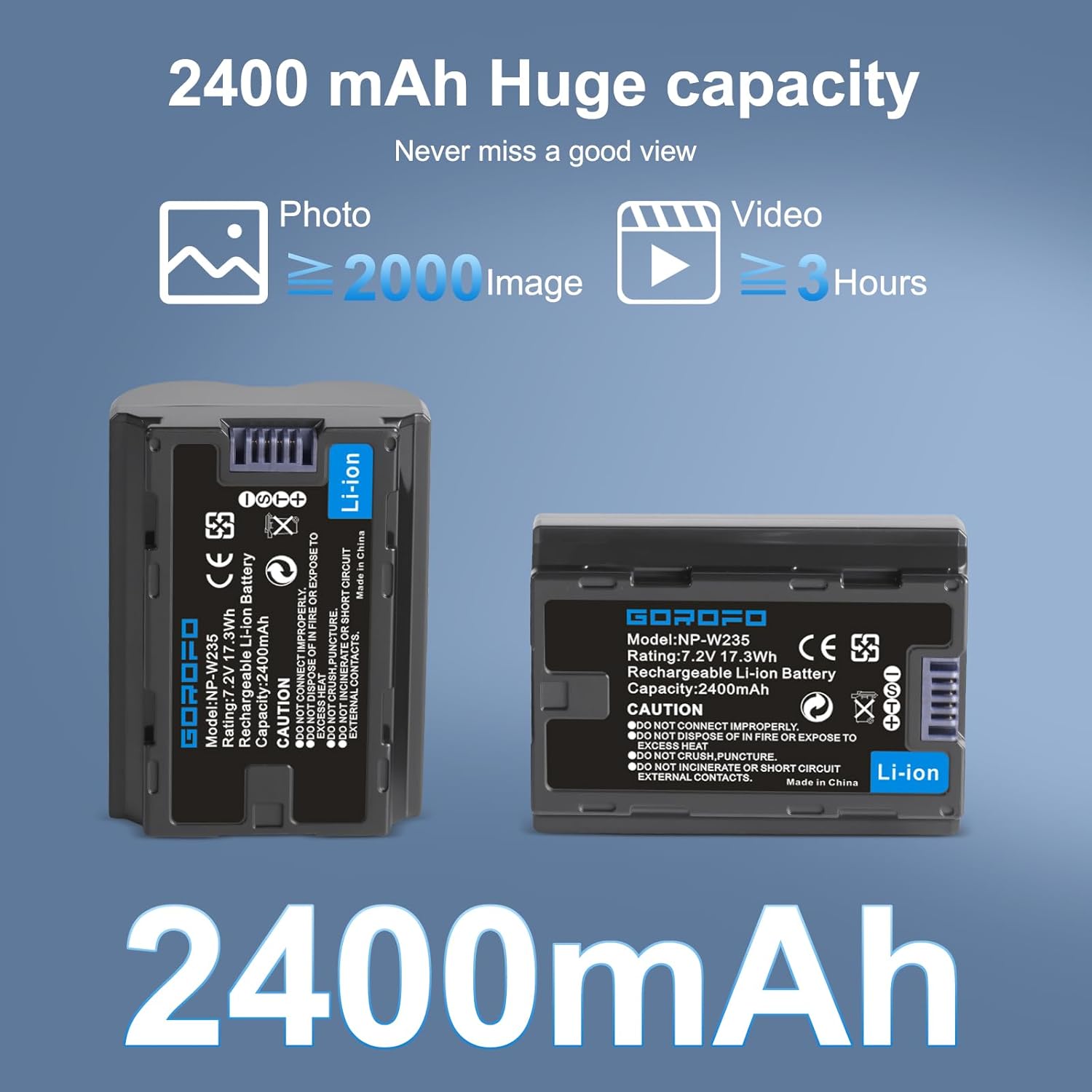 2-Pack NP-W235 Replacement Battery with Dual Charger for Fujifilm Cameras - Compatible with X-T5/X-T4/X-H2/X-H2S/X-S20/VG-XT4/GFX50S II/GFX100S - Image 3