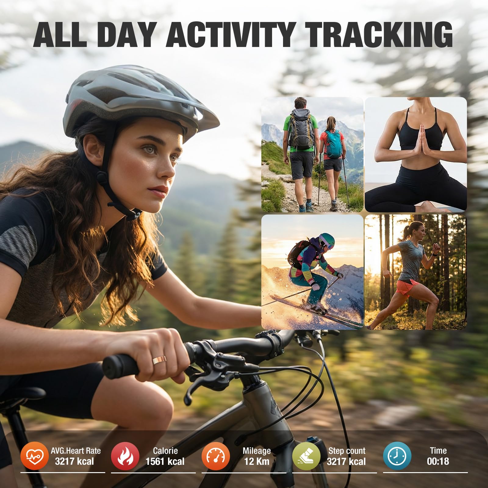 Moremore Anillo inteligente con frecuencia cardíaca, oxígeno en sangre, rastreador de sueño, rastreador de pasos, impermeable IP68, anillo de fitness para mujeres y hombres, compatible con iOS y