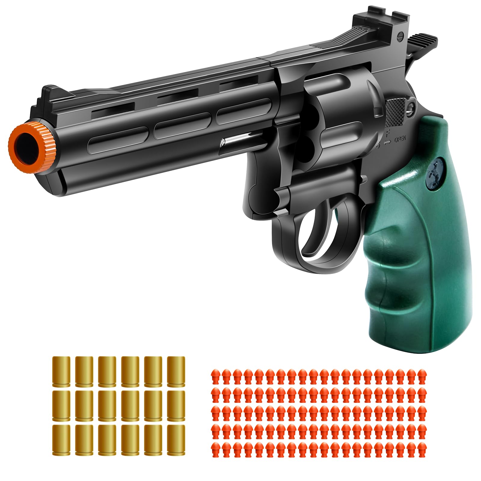 Revolver Toy Gun with 100 Soft Bullets,Gun Fidget Toy,Christmas Birthday Gifts for Boys Kids Adult Age 8+(Black)