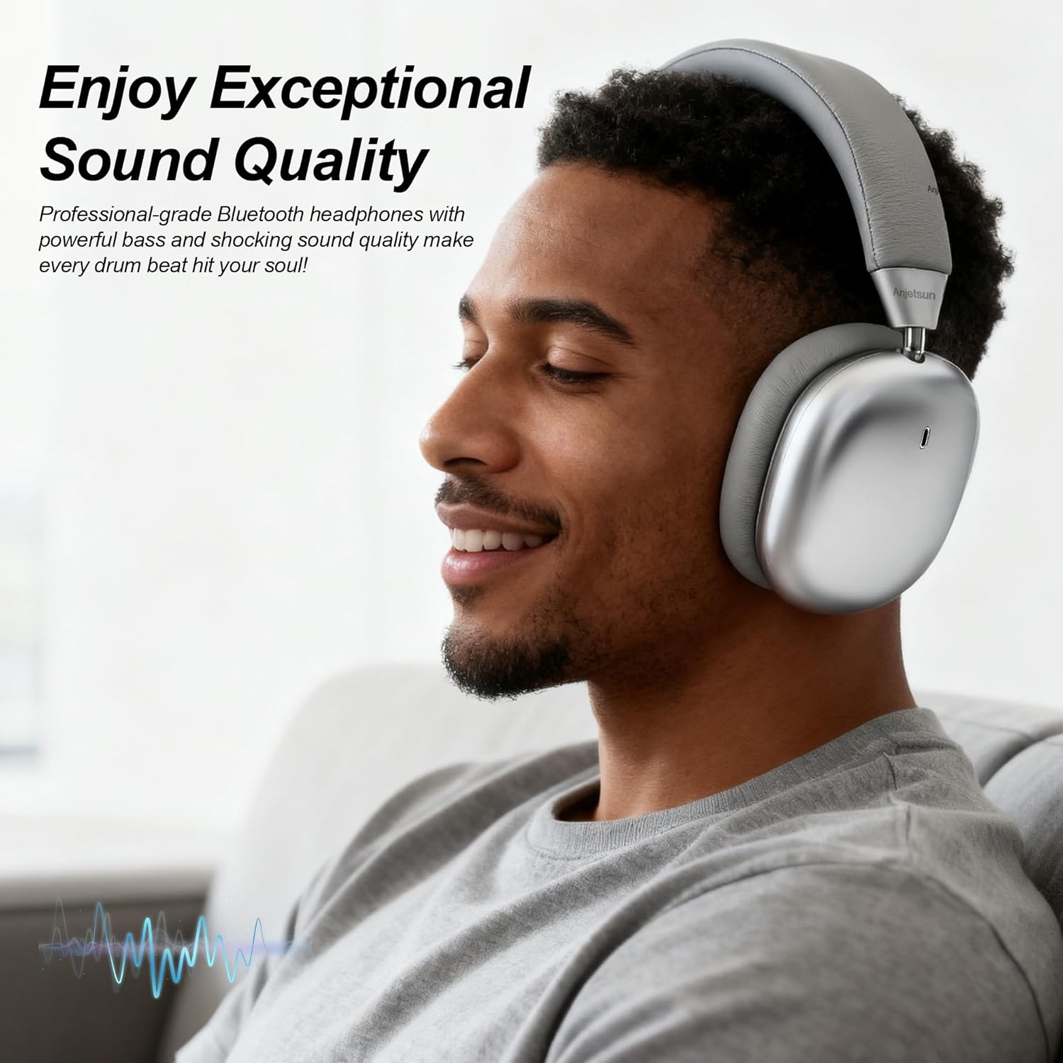 Wireless Headphones, Noise Cancelling Headphones for Work, 80H Playtime, Wireless 5.4 Over Ear Headphones with Mic & Touch Control for Travel, Office & Daily Use - Image 4