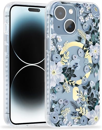 Miniatura 14 de SCORPIFY para iPhone 14 [Compatible con MagSafe] con diseño de mármol violeta, bonita funda magnética morada para mujeres y niñas, [sin Mármol