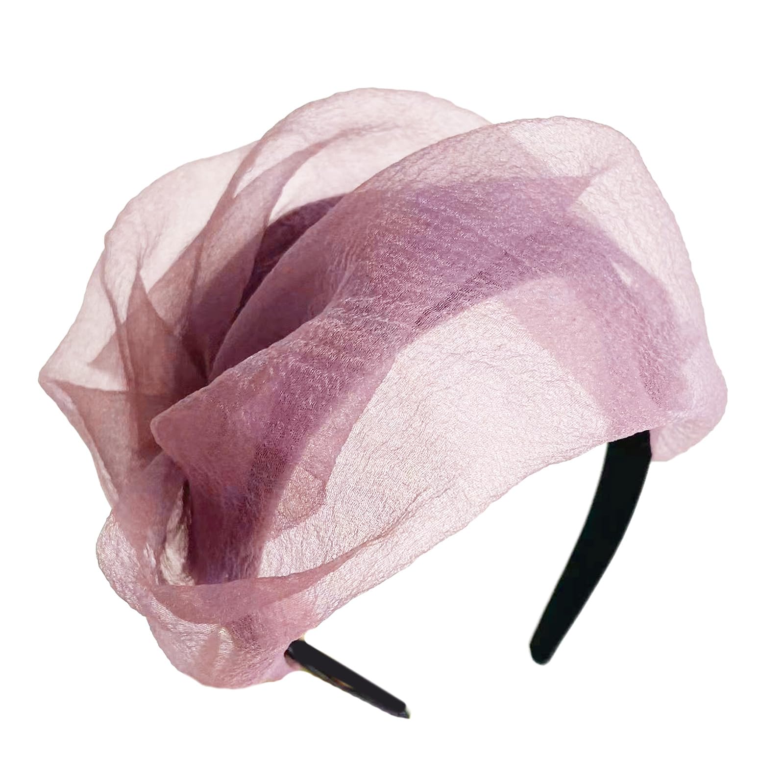 Fentency Tulle Ruffle Headband Crape Half Hat for Women Girl Aesthetic French Fascinator Hairhoop for Evening Party Hair Styling