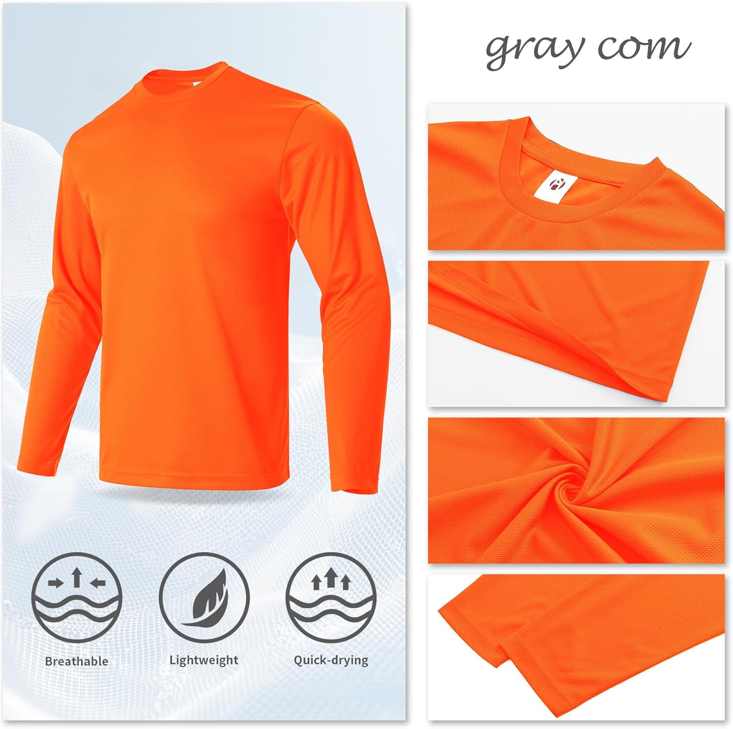 Gary Com Packs Mens T-Shirt UV Sun Protection Long Sleeve Shirt Dry-Fit Running Gym Athletic Tee for Fishing Hiking &Workout