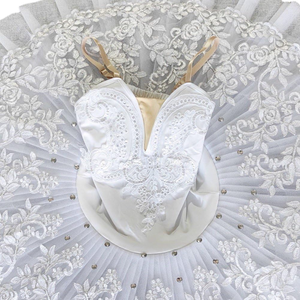 Professionelles Ballett- Für Erwachsene, Damen-ballettkleid, Schwanensee-tanzkostüm, kostüm, Weißes Pailletten-bühnenkleid,