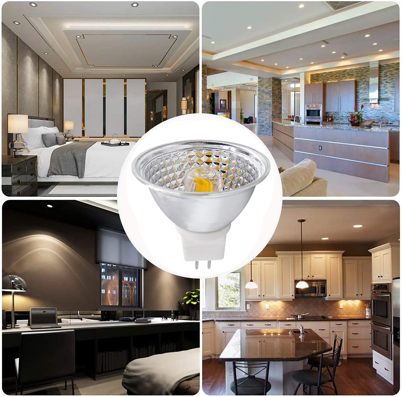 Ampoule LED MR16 à intensité variable, 90% d'économie d'énergie, 38 degrés, AC/DC, 5 watts, équivalent à une ampoule halogène 50 W, culot GU5.3, lot 6, blanc froid 6000 K.