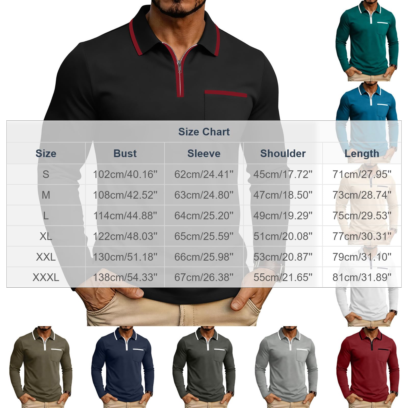 Polo Homme Manche Longue Habit Décontracté Polo Manche Longue Homme Confortable Haut Mode Tee Shirt Basique Vêtements Travail Vetement Régulière Habit Confortable Haut Doux Vêtements Basique Vetement