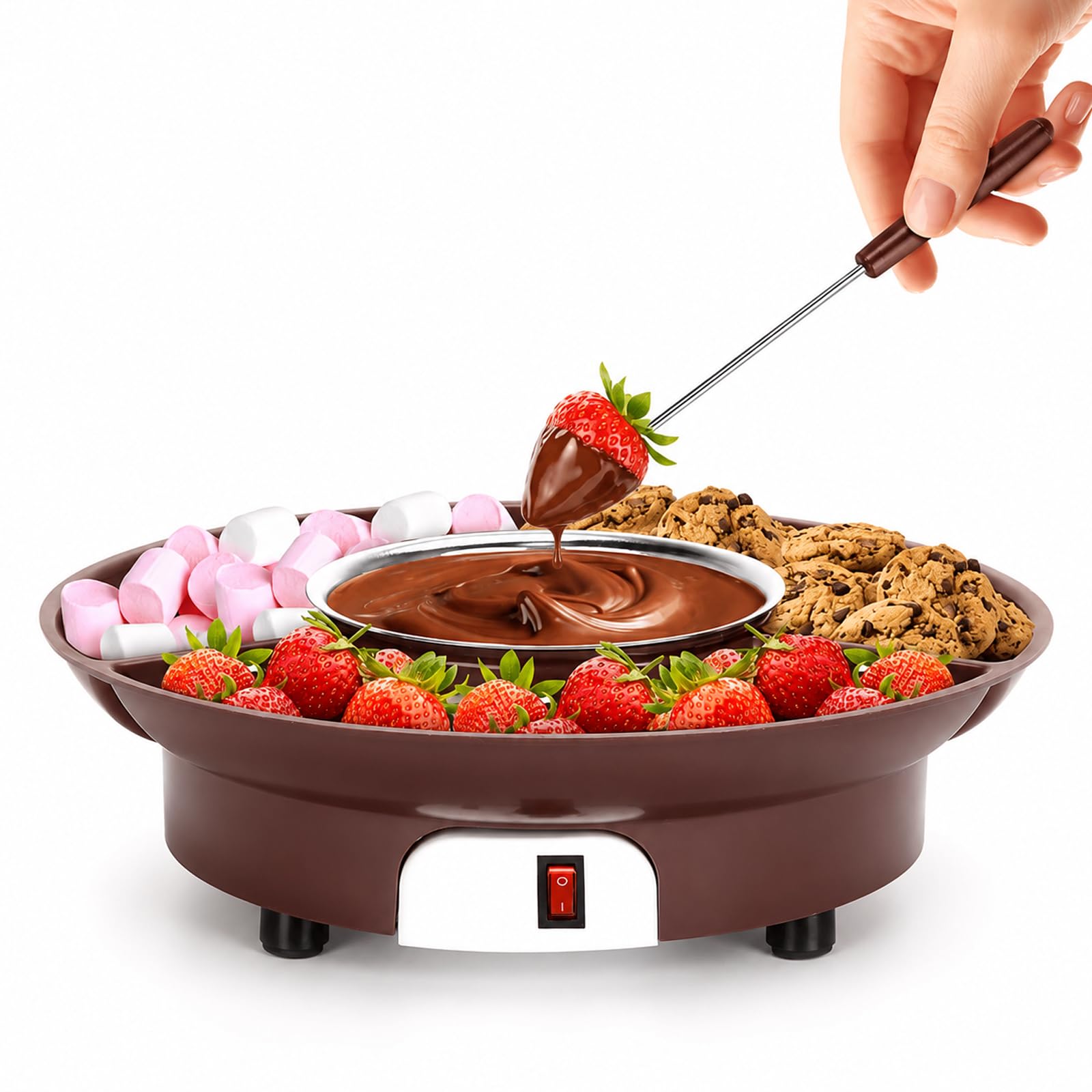 Scioglicioccolato Elettrico 10oz, Mini Fonduta con 6 Forchette e Vassoio