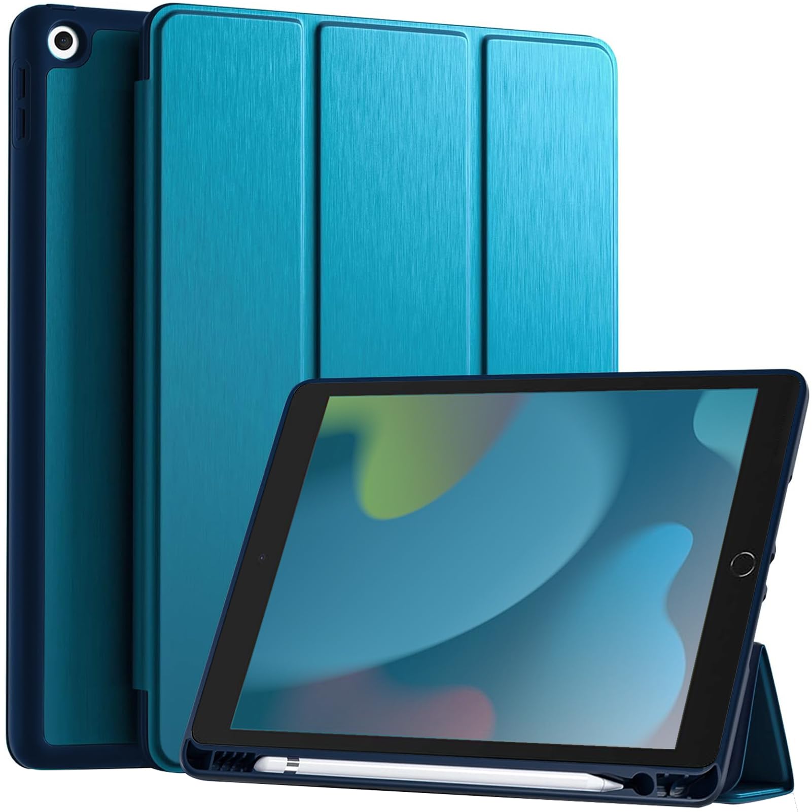 Custodia Per IPad 9a/8a/7a Generazione 10.2 Pollici, Con Portapenna E Supporto A Tre Ante - Funzione Accensione/Spegnimento Automatico