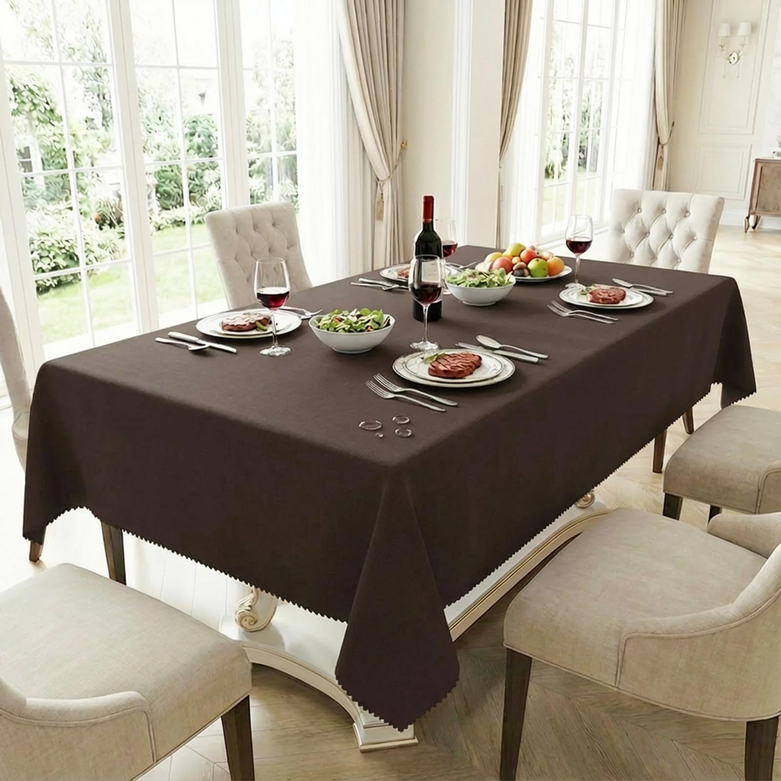 HX&OD Rectangular Tablecloth Cationic Fabric Waterproof Stain Resistant Wrinkle-Resistant for Home/Decoration/Party/Buffet/Wedding/Dining Room/Camping