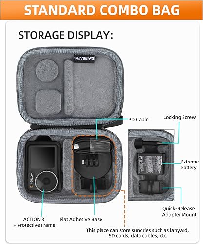 Miniatura 2 de Action 3 Funda para DJI Osmo Action 3 Cámara Bolsa Accesorios Cubierta Protectora para Varilla de Extensión Baterías Adaptador Base Tornillos Cordón