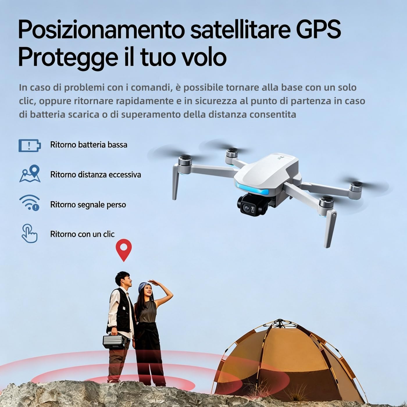 Drone GPS con Fotocamera 4K RC Quadricottero Pieghévole 5KM Trasmissione Video Volo Circa 30-40 Minuti con GPS Auto Return Follow Me Cerchio Fly per Principianti e Adulti