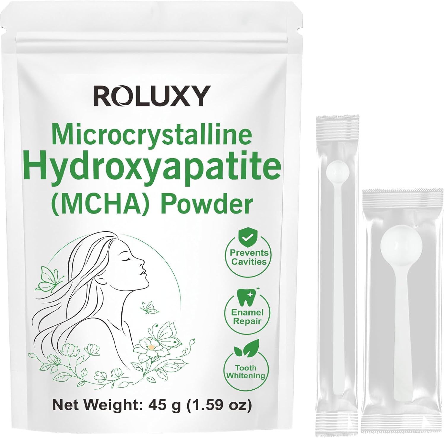 100% Pure Microcrystalline Hydroxyapatite Powder 45g (1.59 oz) | Non-Nano MCHA Micro Hydroxyapatite Powder for Teeth | DIY Toothpaste, Teeth Whitening & Soap Making