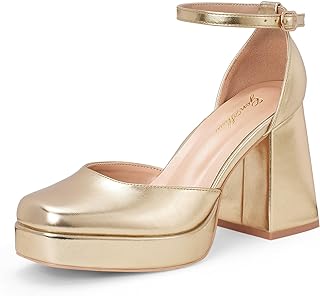 GENSHUOWomens Platform Chunky Heel Pumps in Pakistan