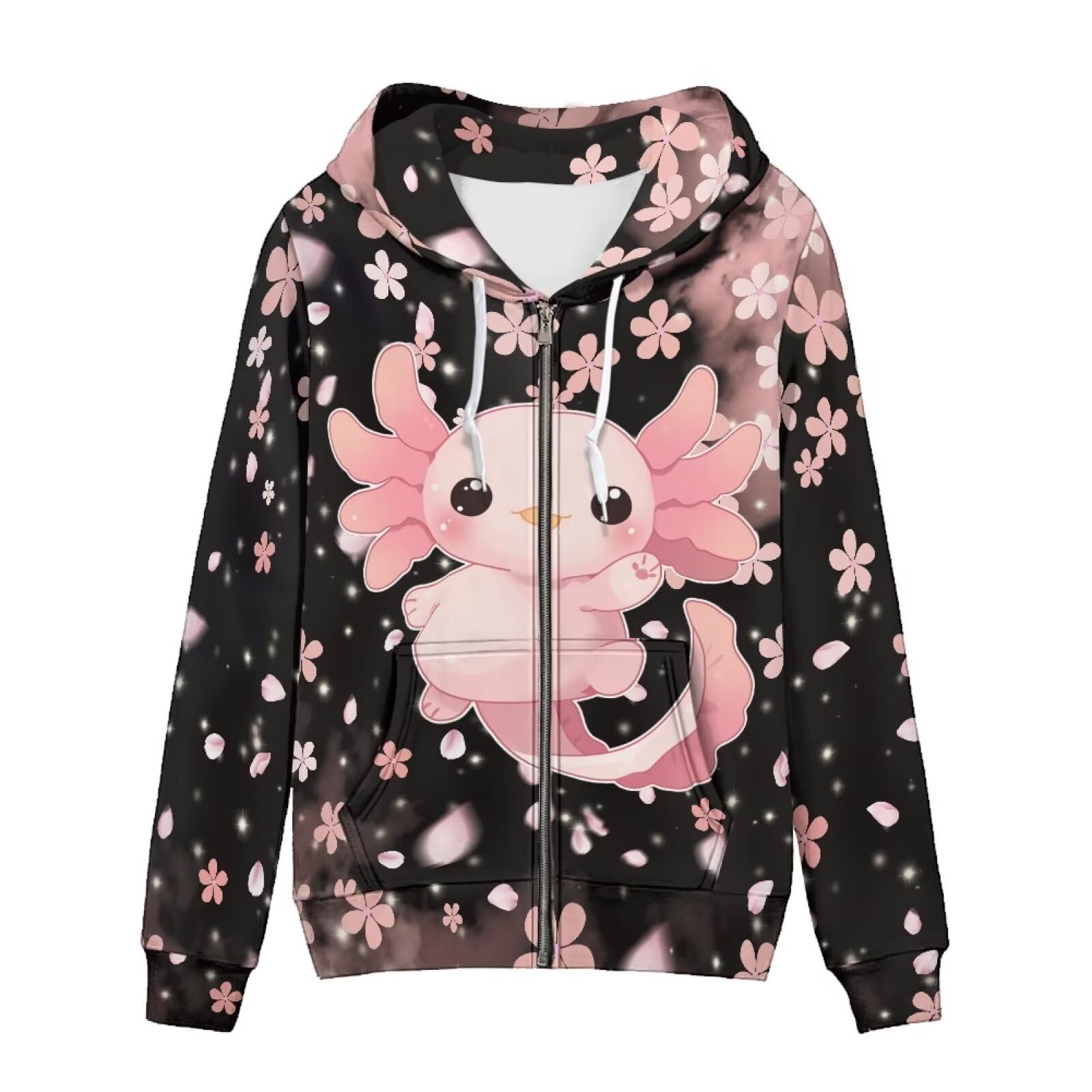 WELLFLYHOM Women Y2K Hoodie Zip Up Sweatshirt Vintage Jackets Hooded Cardigan