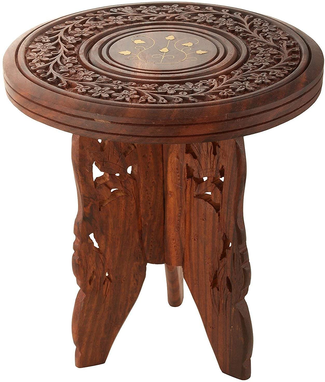 Kingsman Store Wooden Hand-Crafted Folding Side Stool for Living Room and Office | Small Side Table for lamp, Books, Flower Pot or vase, showpieces (Sheesham) 12X12X12 INCH (LXBXH) (B093X4PTL5) Amazon Price History, Amazon Price Tracker