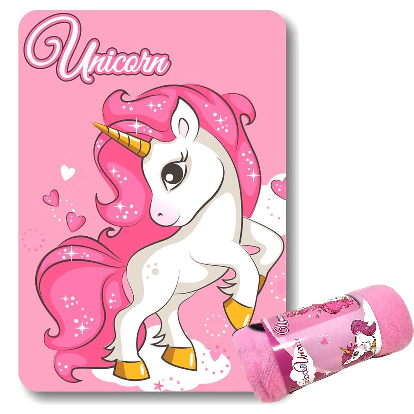 QILZO Manta Unicornio, Manta Infantil 100x140cm, Manta Sofa Súper Suave, Manta Polar 170g/m², Manta para Sofa, Cama, Viaje, Manta para Niñas, Regalo Cumpleaños, Navidad, Reyes, Color Rosa